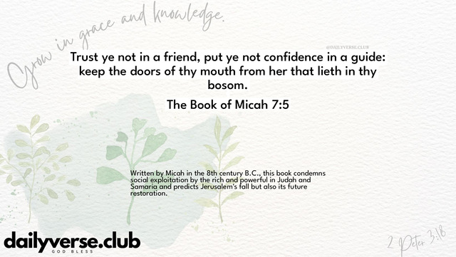 Bible Verse Wallpaper 7:5 from The Book of Micah