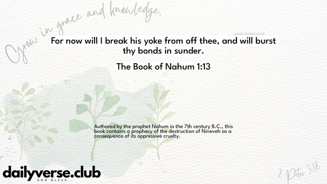 Bible Verse Wallpaper 1:13 from The Book of Nahum