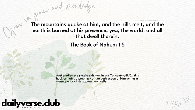 Bible Verse Wallpaper 1:5 from The Book of Nahum
