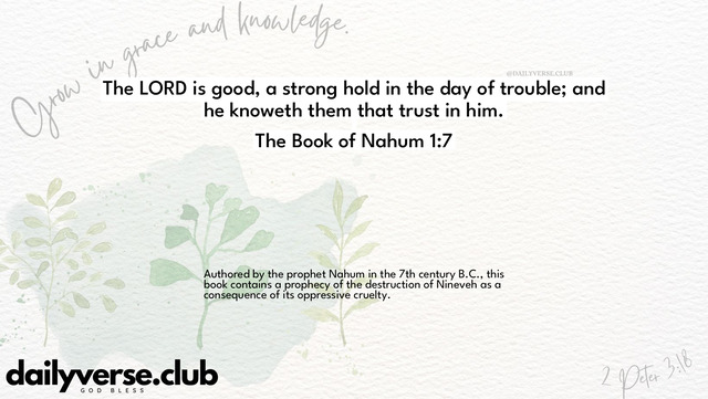 Bible Verse Wallpaper 1:7 from The Book of Nahum