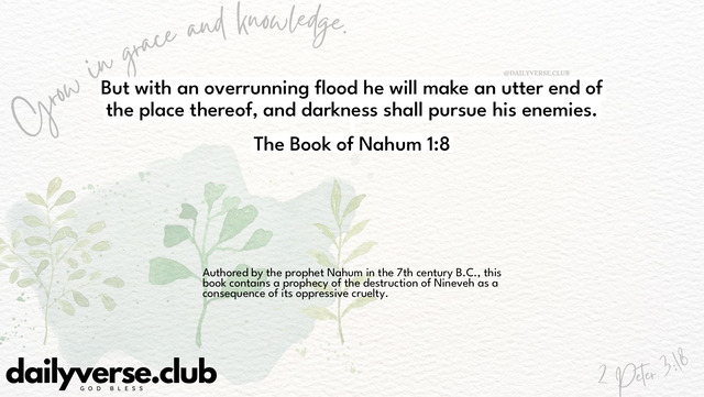 Bible Verse Wallpaper 1:8 from The Book of Nahum