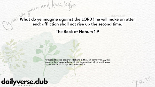 Bible Verse Wallpaper 1:9 from The Book of Nahum