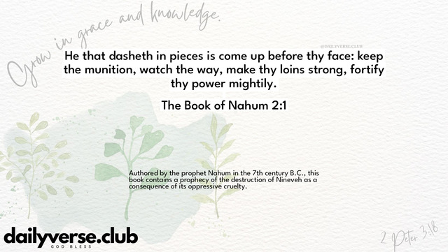 Bible Verse Wallpaper 2:1 from The Book of Nahum
