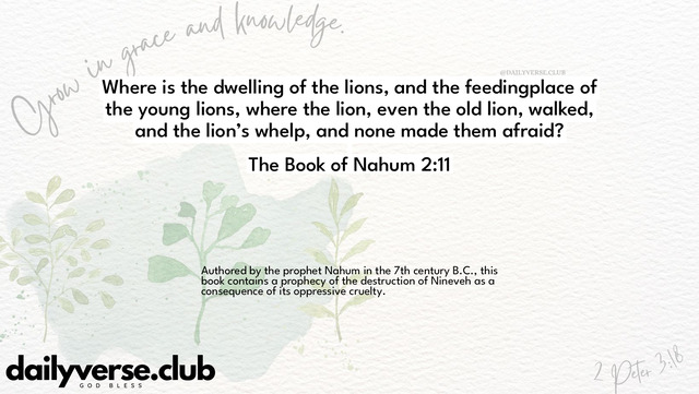 Bible Verse Wallpaper 2:11 from The Book of Nahum