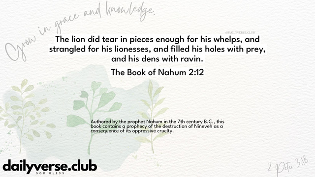 Bible Verse Wallpaper 2:12 from The Book of Nahum