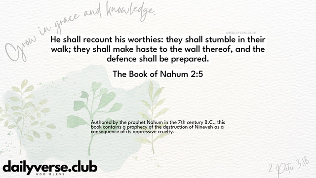 Bible Verse Wallpaper 2:5 from The Book of Nahum