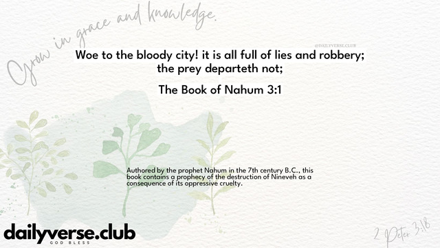 Bible Verse Wallpaper 3:1 from The Book of Nahum