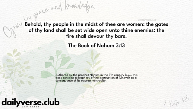 Bible Verse Wallpaper 3:13 from The Book of Nahum