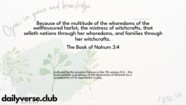 Bible Verse Wallpaper 3:4 from The Book of Nahum