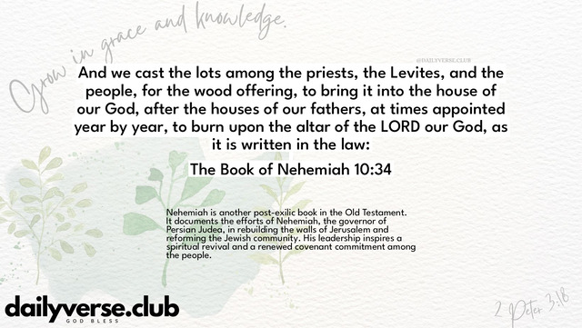 Bible Verse Wallpaper 10:34 from The Book of Nehemiah