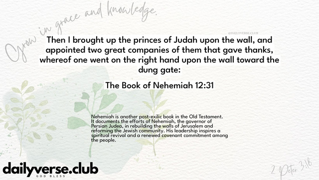 Bible Verse Wallpaper 12:31 from The Book of Nehemiah