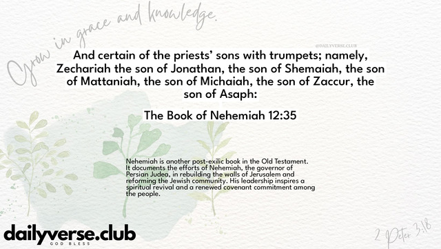 Bible Verse Wallpaper 12:35 from The Book of Nehemiah