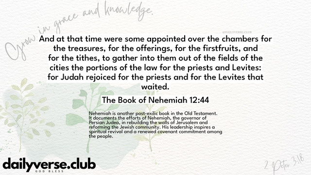 Bible Verse Wallpaper 12:44 from The Book of Nehemiah