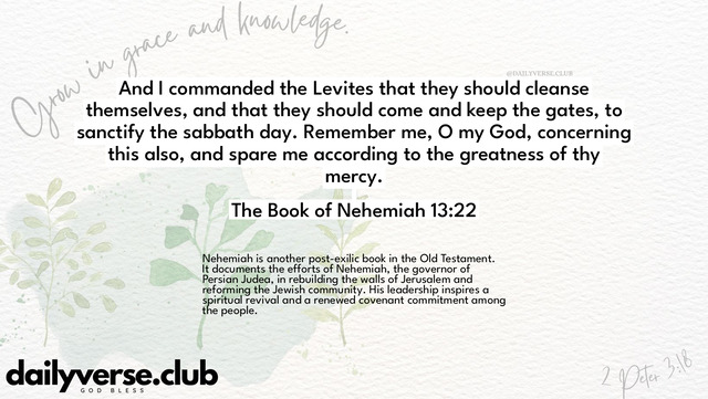 Bible Verse Wallpaper 13:22 from The Book of Nehemiah