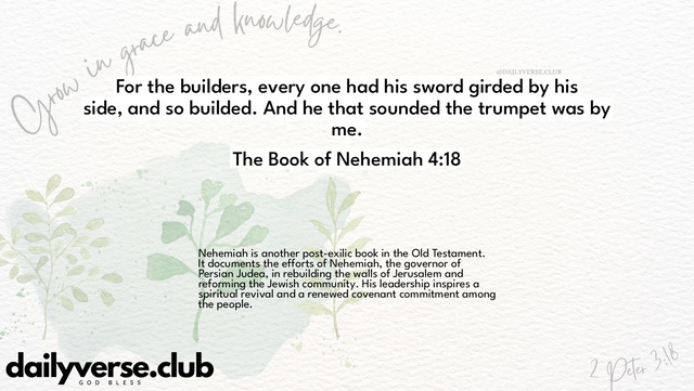 Bible Verse Wallpaper 4:18 from The Book of Nehemiah