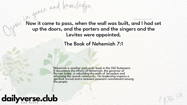 Bible Verse Wallpaper 7:1 from The Book of Nehemiah