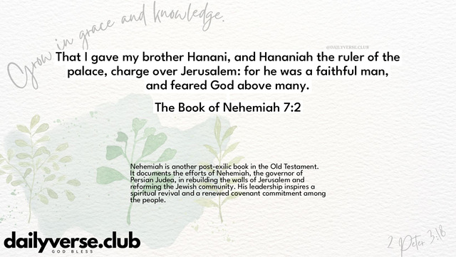 Bible Verse Wallpaper 7:2 from The Book of Nehemiah