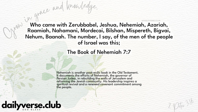 Bible Verse Wallpaper 7:7 from The Book of Nehemiah