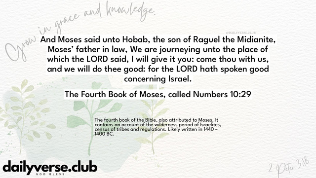 Bible Verse Wallpaper 10:29 from The Fourth Book of Moses, called Numbers