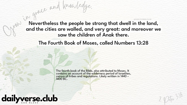 Bible Verse Wallpaper 13:28 from The Fourth Book of Moses, called Numbers