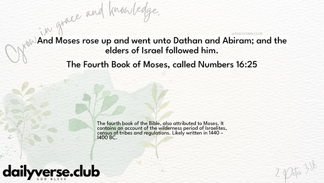Bible Verse Wallpaper 16:25 from The Fourth Book of Moses, called Numbers
