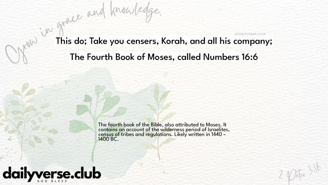 Bible Verse Wallpaper 16:6 from The Fourth Book of Moses, called Numbers