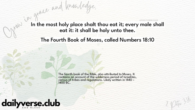 Bible Verse Wallpaper 18:10 from The Fourth Book of Moses, called Numbers