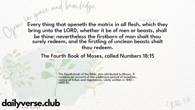 Bible Verse Wallpaper 18:15 from The Fourth Book of Moses, called Numbers