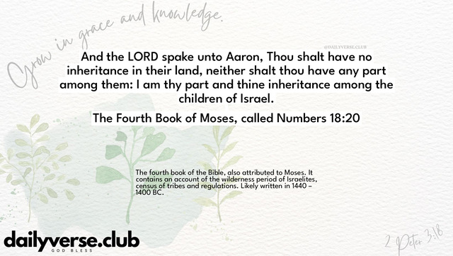 Bible Verse Wallpaper 18:20 from The Fourth Book of Moses, called Numbers