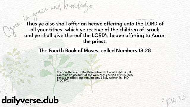 Bible Verse Wallpaper 18:28 from The Fourth Book of Moses, called Numbers