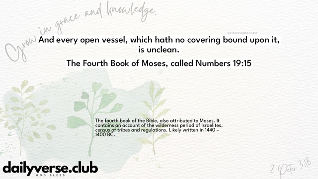 Bible Verse Wallpaper 19:15 from The Fourth Book of Moses, called Numbers