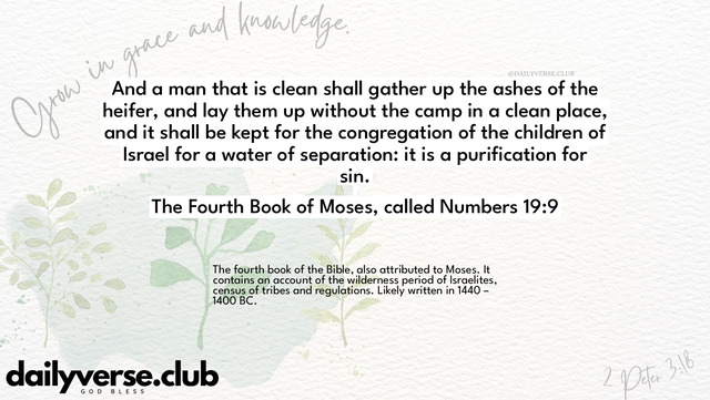 Bible Verse Wallpaper 19:9 from The Fourth Book of Moses, called Numbers