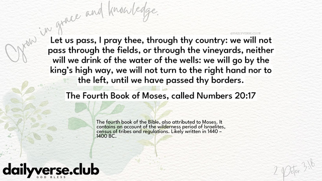 Bible Verse Wallpaper 20:17 from The Fourth Book of Moses, called Numbers