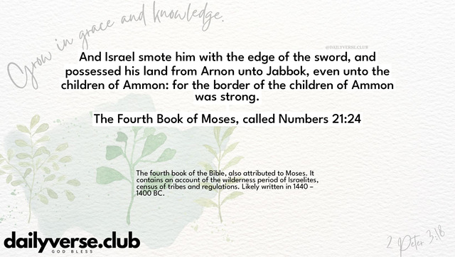 Bible Verse Wallpaper 21:24 from The Fourth Book of Moses, called Numbers