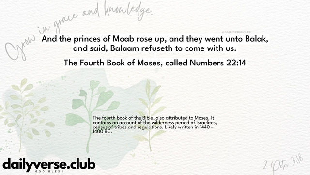 Bible Verse Wallpaper 22:14 from The Fourth Book of Moses, called Numbers