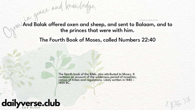 Bible Verse Wallpaper 22:40 from The Fourth Book of Moses, called Numbers