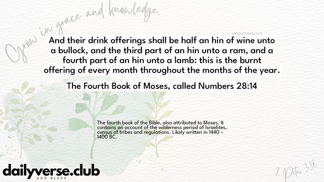 Bible Verse Wallpaper 28:14 from The Fourth Book of Moses, called Numbers
