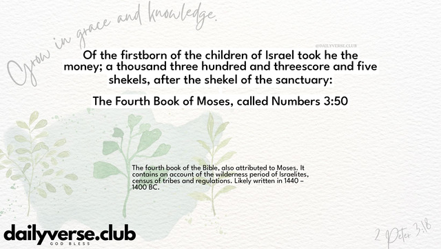 Bible Verse Wallpaper 3:50 from The Fourth Book of Moses, called Numbers