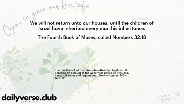 Bible Verse Wallpaper 32:18 from The Fourth Book of Moses, called Numbers
