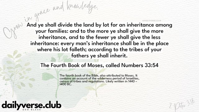 Bible Verse Wallpaper 33:54 from The Fourth Book of Moses, called Numbers