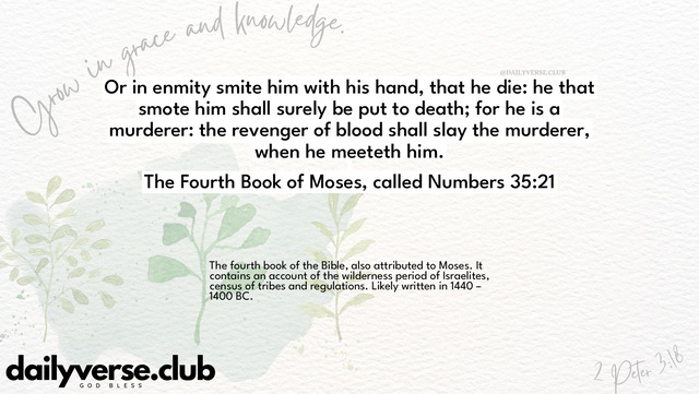 Bible Verse Wallpaper 35:21 from The Fourth Book of Moses, called Numbers