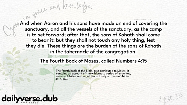 Bible Verse Wallpaper 4:15 from The Fourth Book of Moses, called Numbers