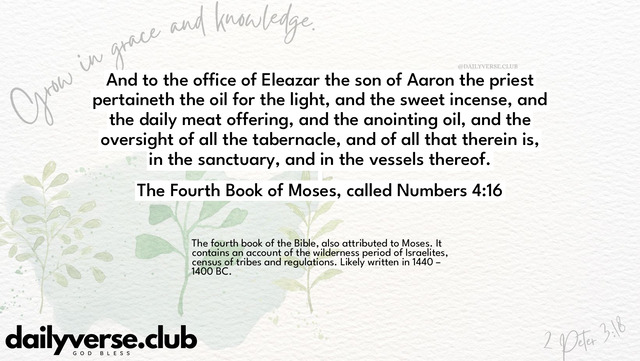 Bible Verse Wallpaper 4:16 from The Fourth Book of Moses, called Numbers