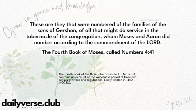 Bible Verse Wallpaper 4:41 from The Fourth Book of Moses, called Numbers