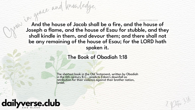 Bible Verse Wallpaper 1:18 from The Book of Obadiah