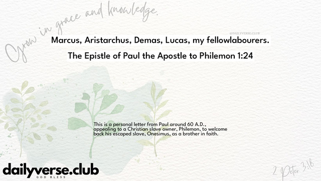 Bible Verse Wallpaper 1:24 from The Epistle of Paul the Apostle to Philemon