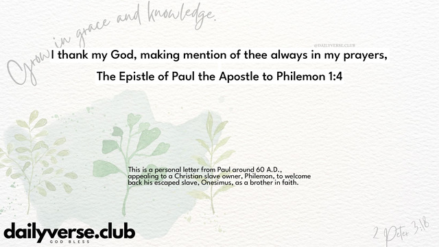 Bible Verse Wallpaper 1:4 from The Epistle of Paul the Apostle to Philemon