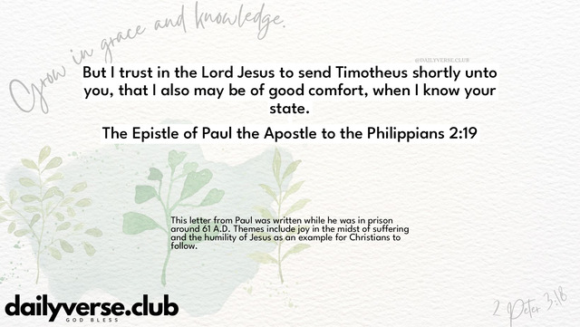 Bible Verse Wallpaper 2:19 from The Epistle of Paul the Apostle to the Philippians