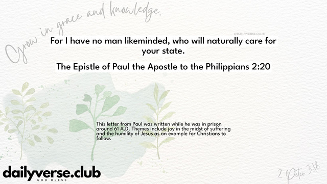 Bible Verse Wallpaper 2:20 from The Epistle of Paul the Apostle to the Philippians
