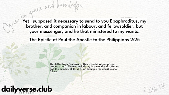 Bible Verse Wallpaper 2:25 from The Epistle of Paul the Apostle to the Philippians